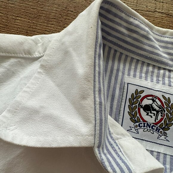 Cinch Men's Size Medium White Long Sleeve Button Up Shirt 100% Cotton - Picture 3 of 13